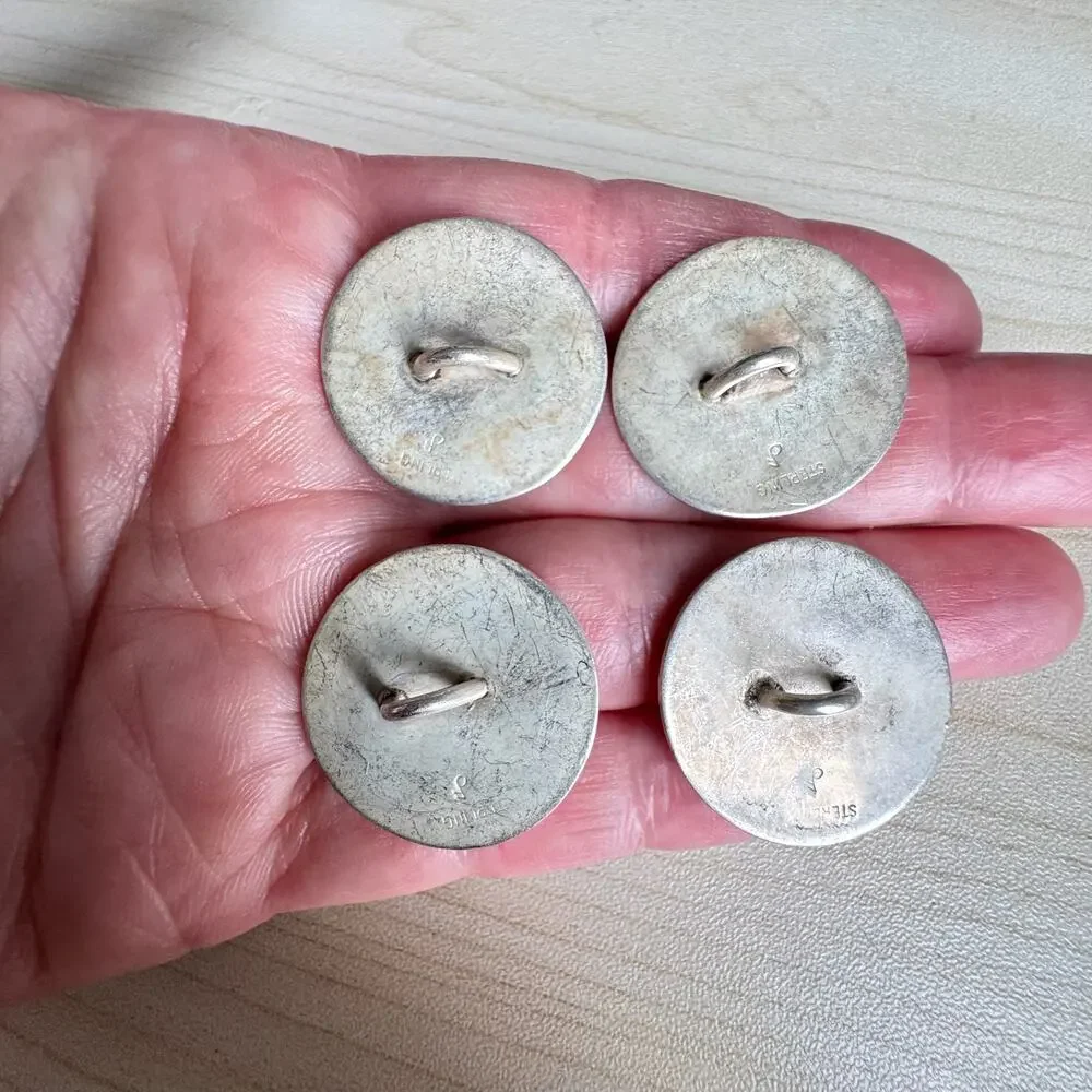 Set of 4 Vintage Sterling Silver Livery Buttons